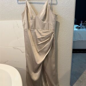 Azazie Cream Maxi Dress
